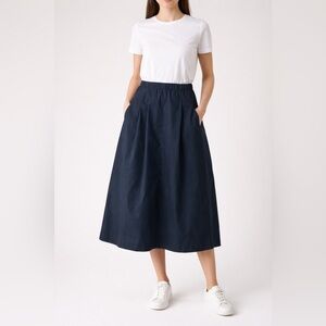 🖤 Classic Navy Midi Skirt | Elastic Back Waist | Pockets 🖤